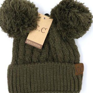 Women's C.C Beanie Solid Double Pom Pom Beanie
